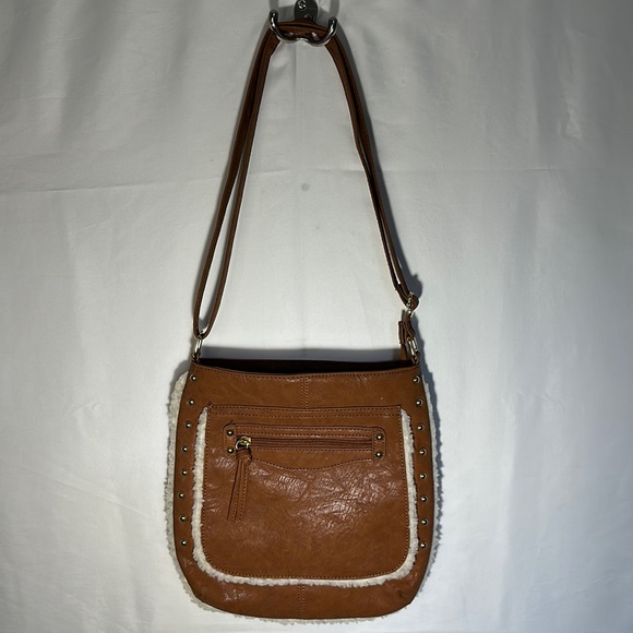 Apt 9 Crossbody Handbag w/ Faux Fur Trim & Gold Studs - Picture 1 of 3